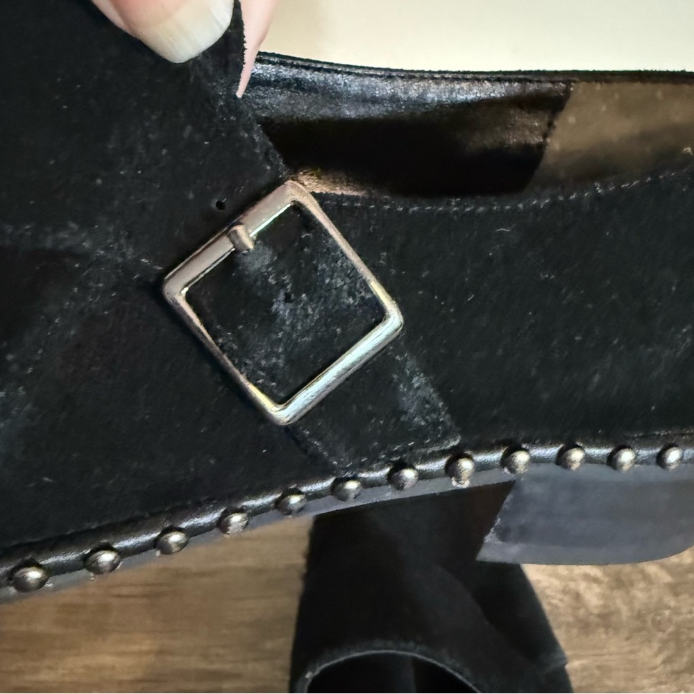 Adrianna Papell Black Suede Studded Shoes Women’s Size 8.5 Studs & Buckle Detail - Picture 8 of 12